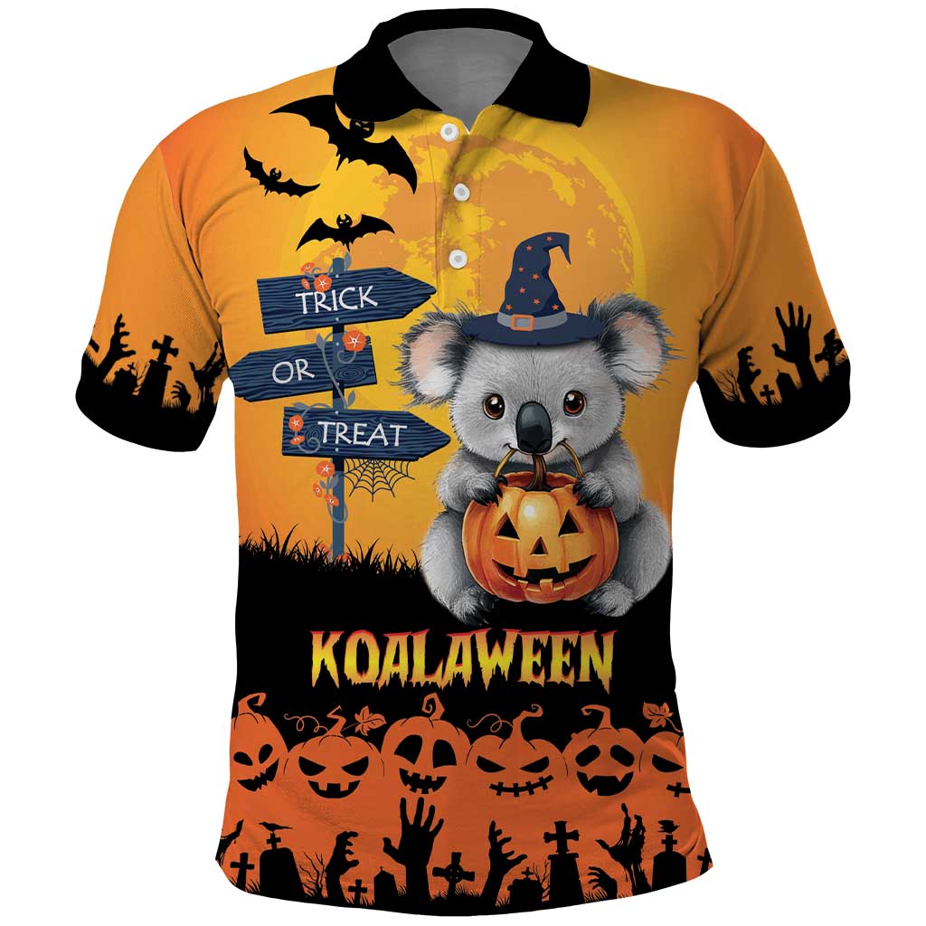 Happy Koalaween Polo Shirt Koala Ghost Trick or Treat LT9 - Vibe Hoodie Shop