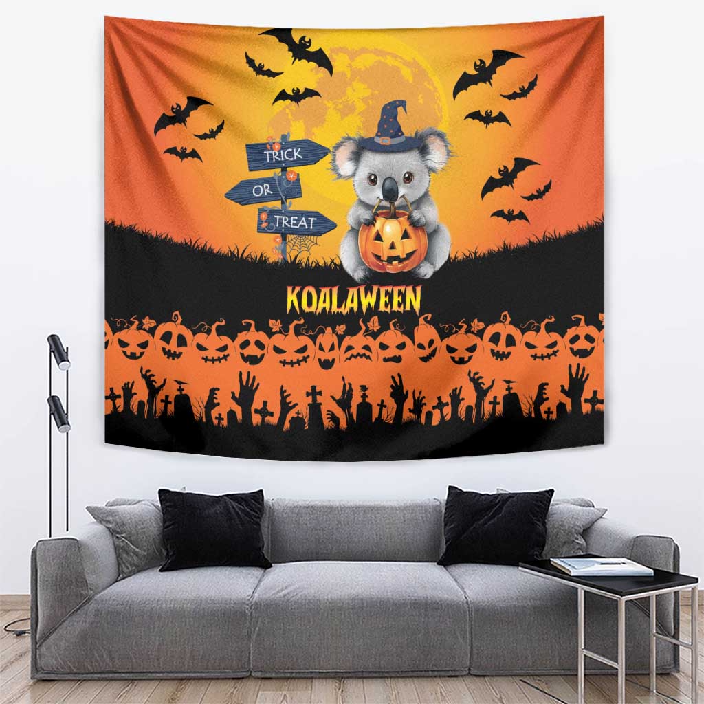 Happy Koalaween Tapestry Koala Ghost Trick or Treat - Vibe Hoodie Shop