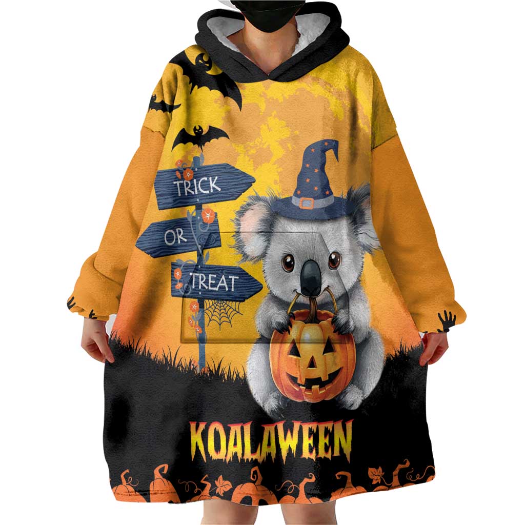 Happy Koalaween Wearable Blanket Hoodie Koala Ghost Trick or Treat - Vibe Hoodie Shop