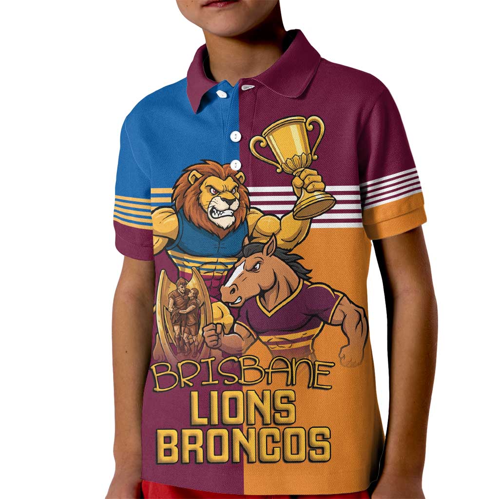 Brisbane Pride Lions and Broncos Kid Polo Shirt - Vibe Hoodie