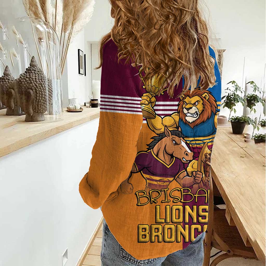 Brisbane Pride Lions and Broncos Women Casual Shirt - Vibe Hoodie