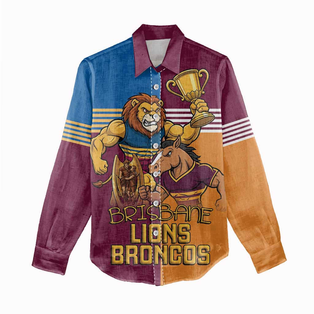 Brisbane Pride Lions and Broncos Women Casual Shirt - Vibe Hoodie