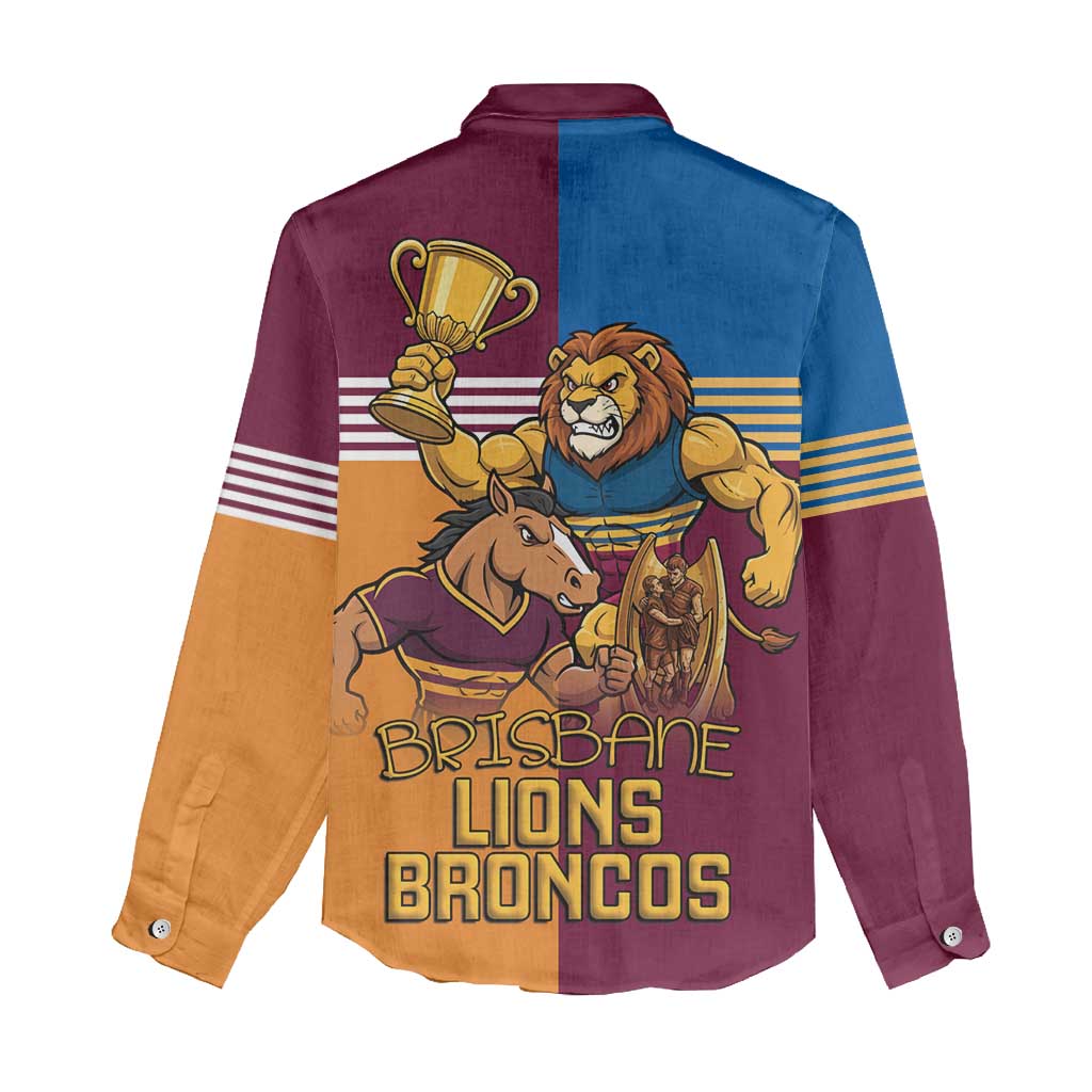 Brisbane Pride Lions and Broncos Women Casual Shirt - Vibe Hoodie