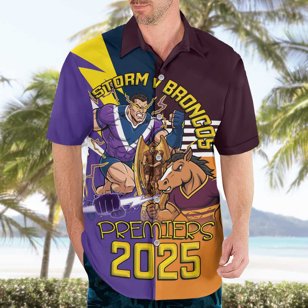Personalised Rugby Storm vs Broncos Hawaiian Shirt Clash for the Crown - Vibe Hoodie
