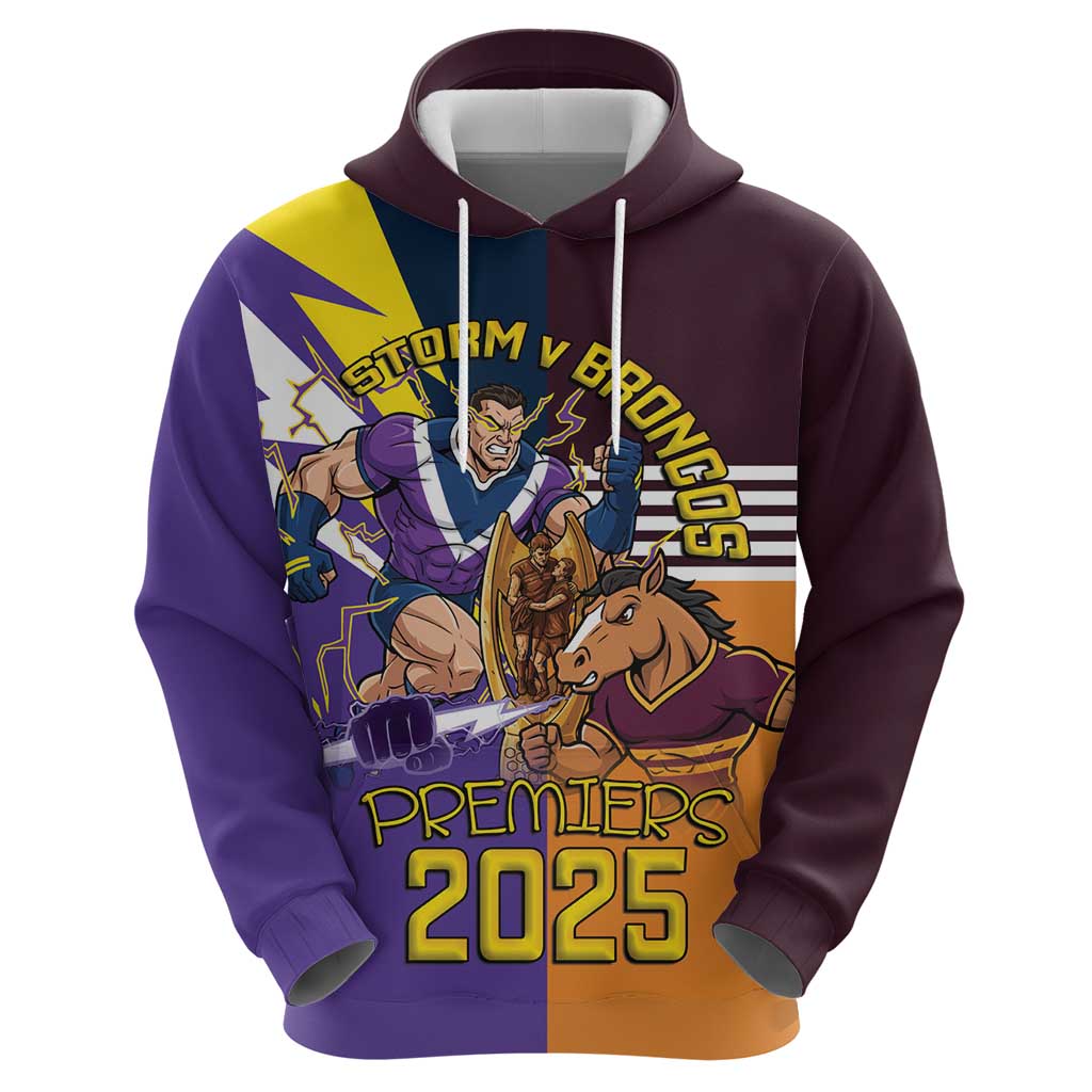 Personalised Rugby Storm vs Broncos Hoodie Clash for the Crown - Vibe Hoodie