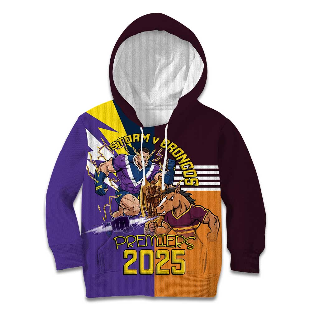 Personalised Rugby Storm vs Broncos Kid Hoodie Clash for the Crown - Vibe Hoodie