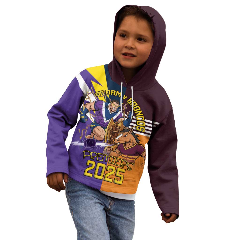 Personalised Rugby Storm vs Broncos Kid Hoodie Clash for the Crown - Vibe Hoodie