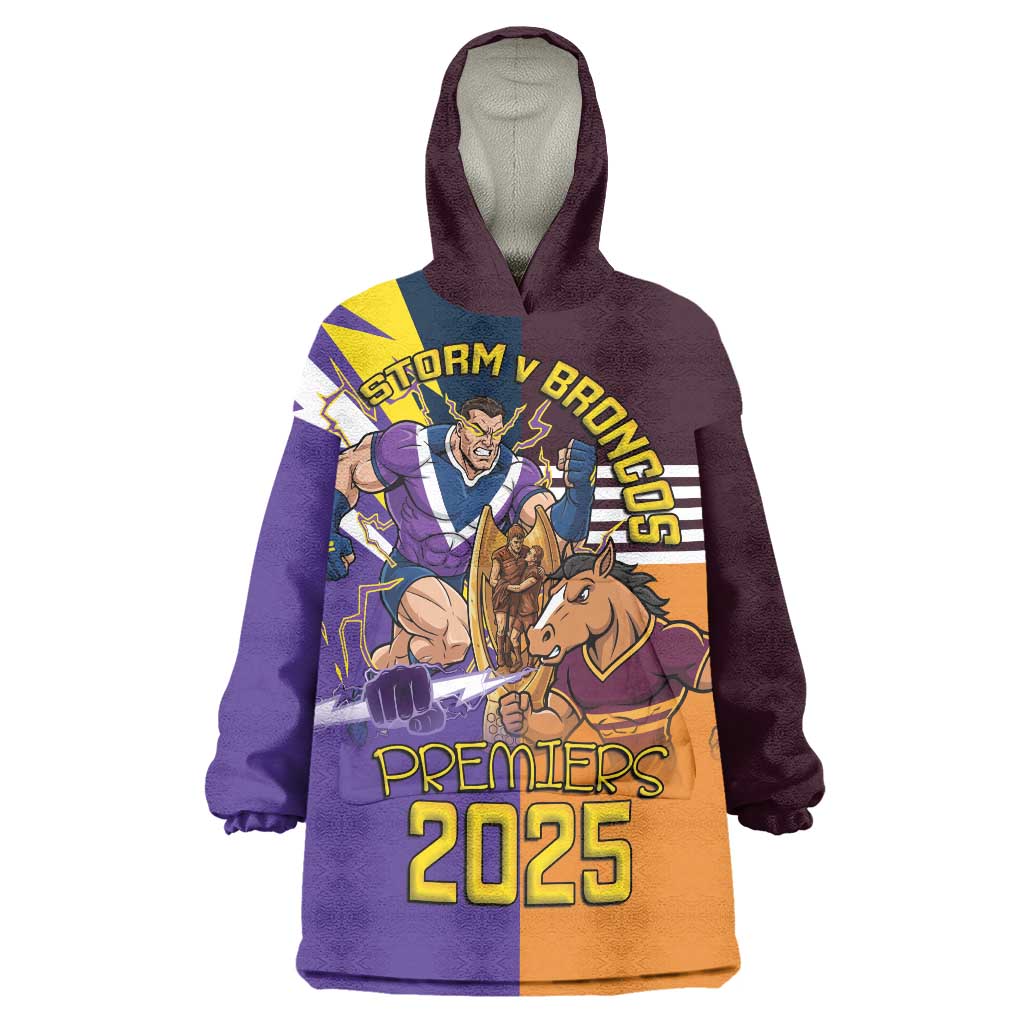 Personalised Rugby Storm vs Broncos Wearable Blanket Hoodie Clash for the Crown - Vibe Hoodie