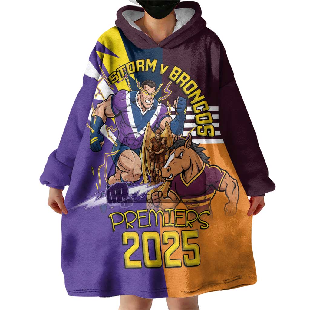 Personalised Rugby Storm vs Broncos Wearable Blanket Hoodie Clash for the Crown - Vibe Hoodie