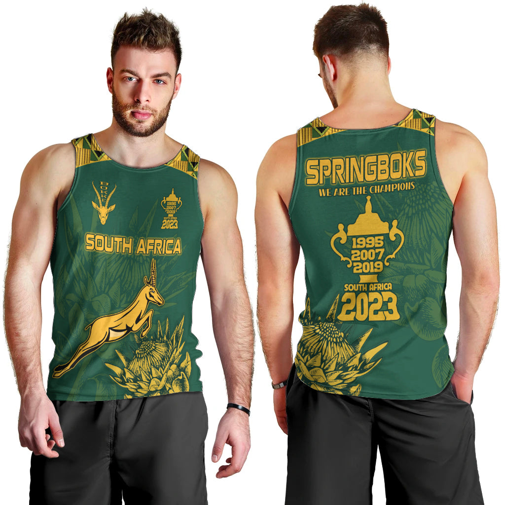 South Africa Rugby Men Tank Top Springboks Proud The Champions - Vibe Hoodie Shop