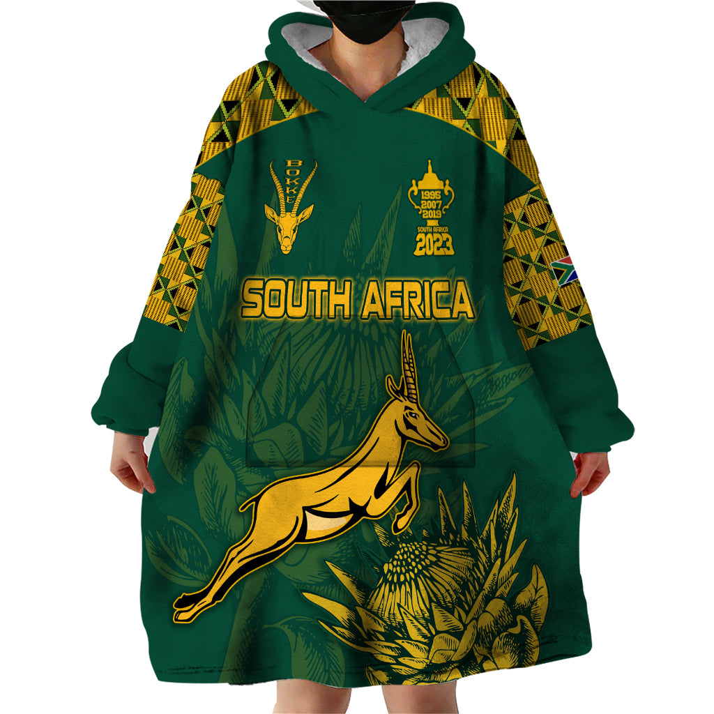 South Africa Rugby Wearable Blanket Hoodie Springboks Proud The Champions - Vibe Hoodie Shop