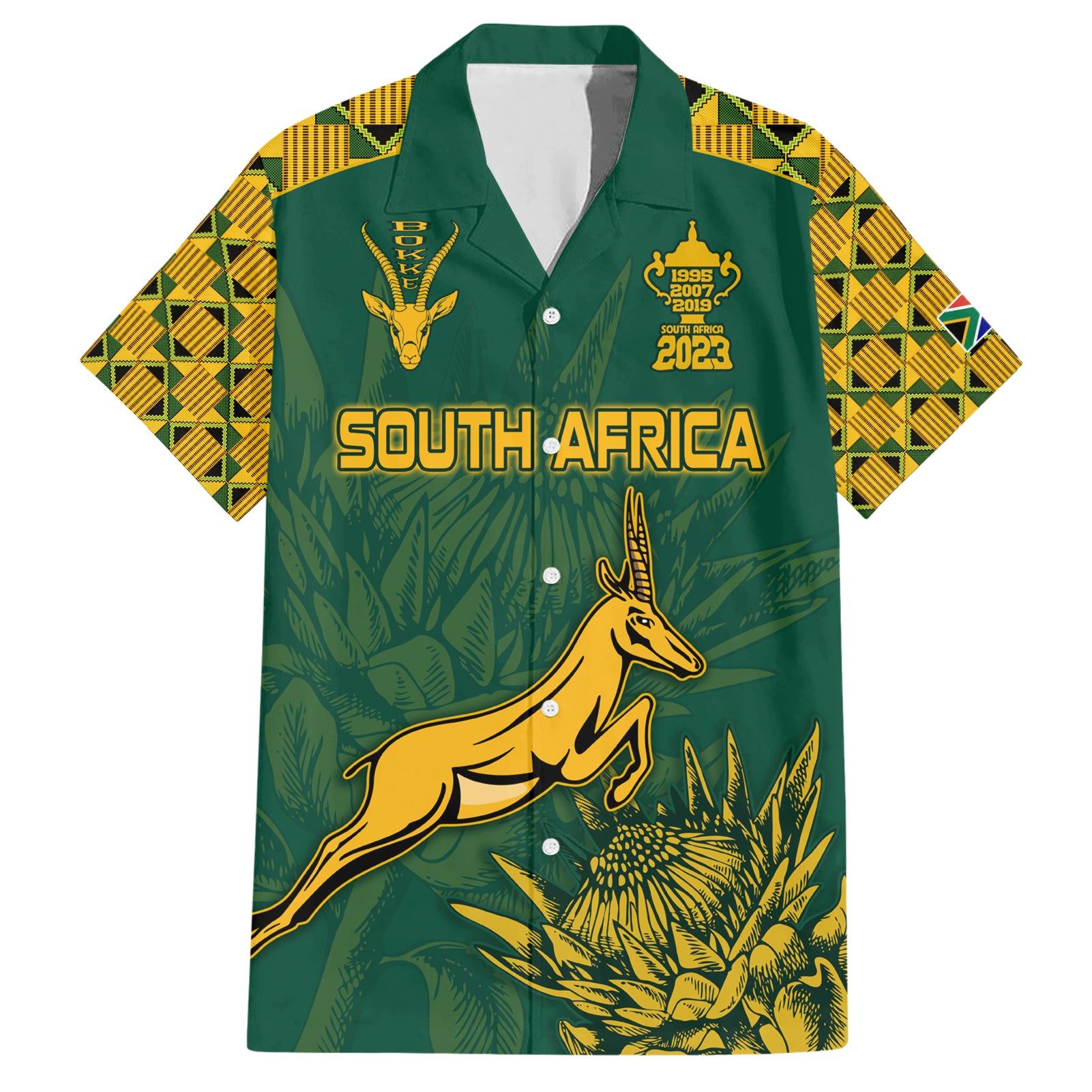 Custom South Africa Rugby Hawaiian Shirt Springboks Proud The Champions No2 - Vibe Hoodie Shop