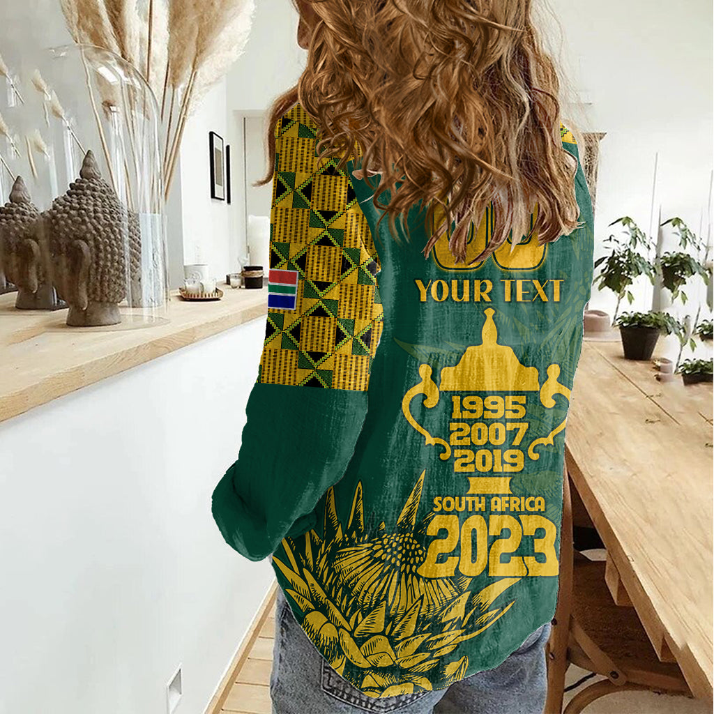 Custom South Africa Rugby Women Casual Shirt Springboks Proud The Champions No2 - Vibe Hoodie Shop