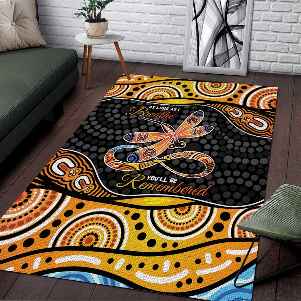 Aboriginal Dragonfly Area Rug As Long As I Breathe You'll Be Remembered - Vibe Hoodie Shop