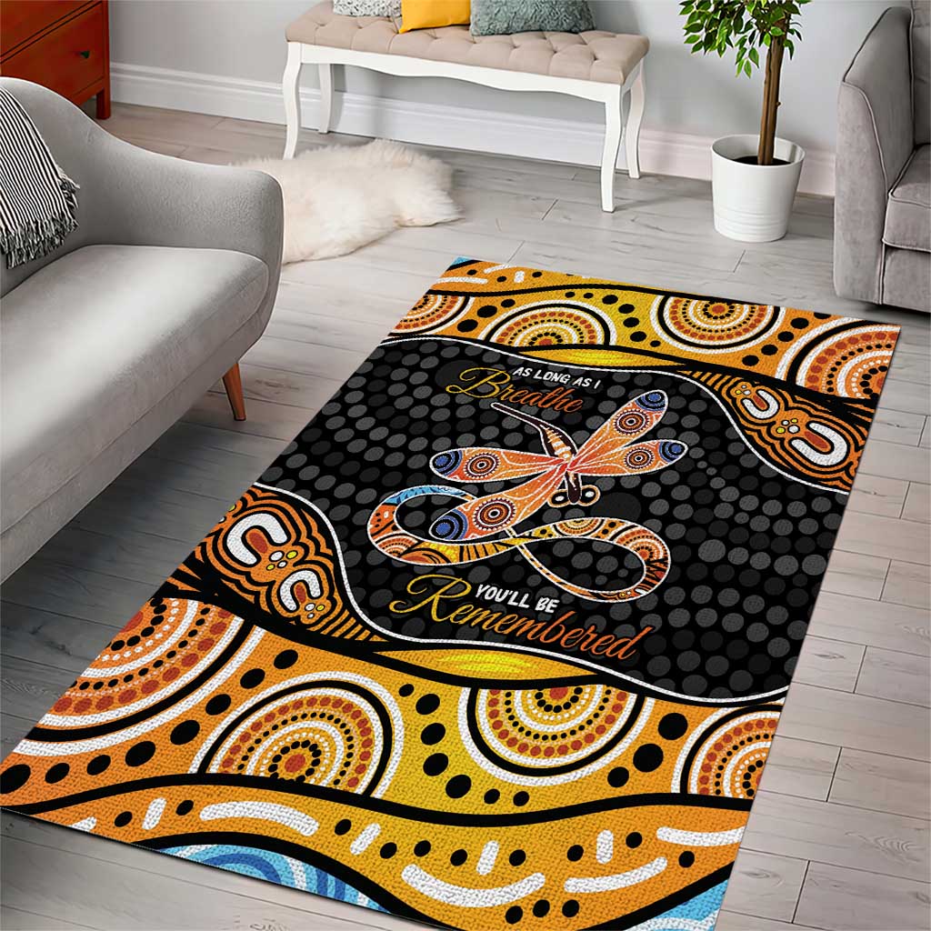 Aboriginal Dragonfly Area Rug As Long As I Breathe You'll Be Remembered - Vibe Hoodie Shop