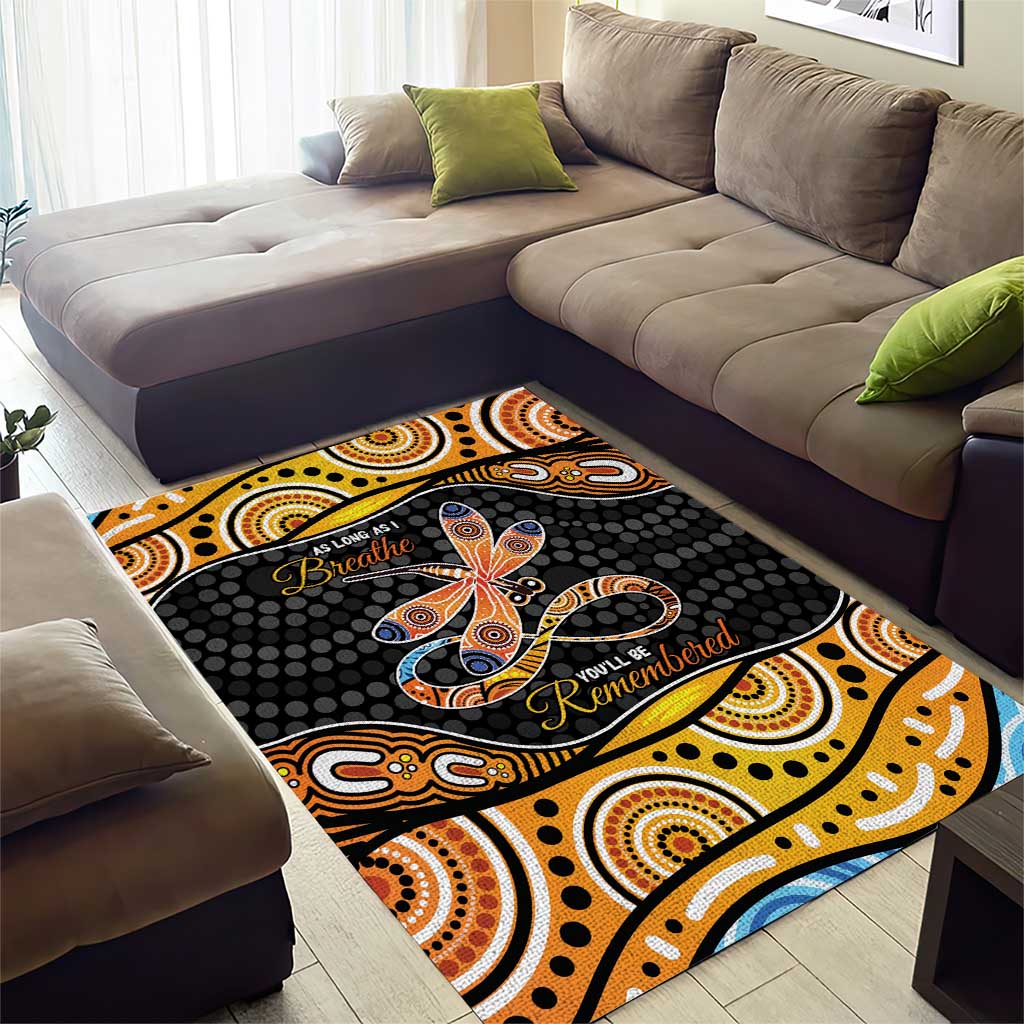 Aboriginal Dragonfly Area Rug As Long As I Breathe You'll Be Remembered - Vibe Hoodie Shop