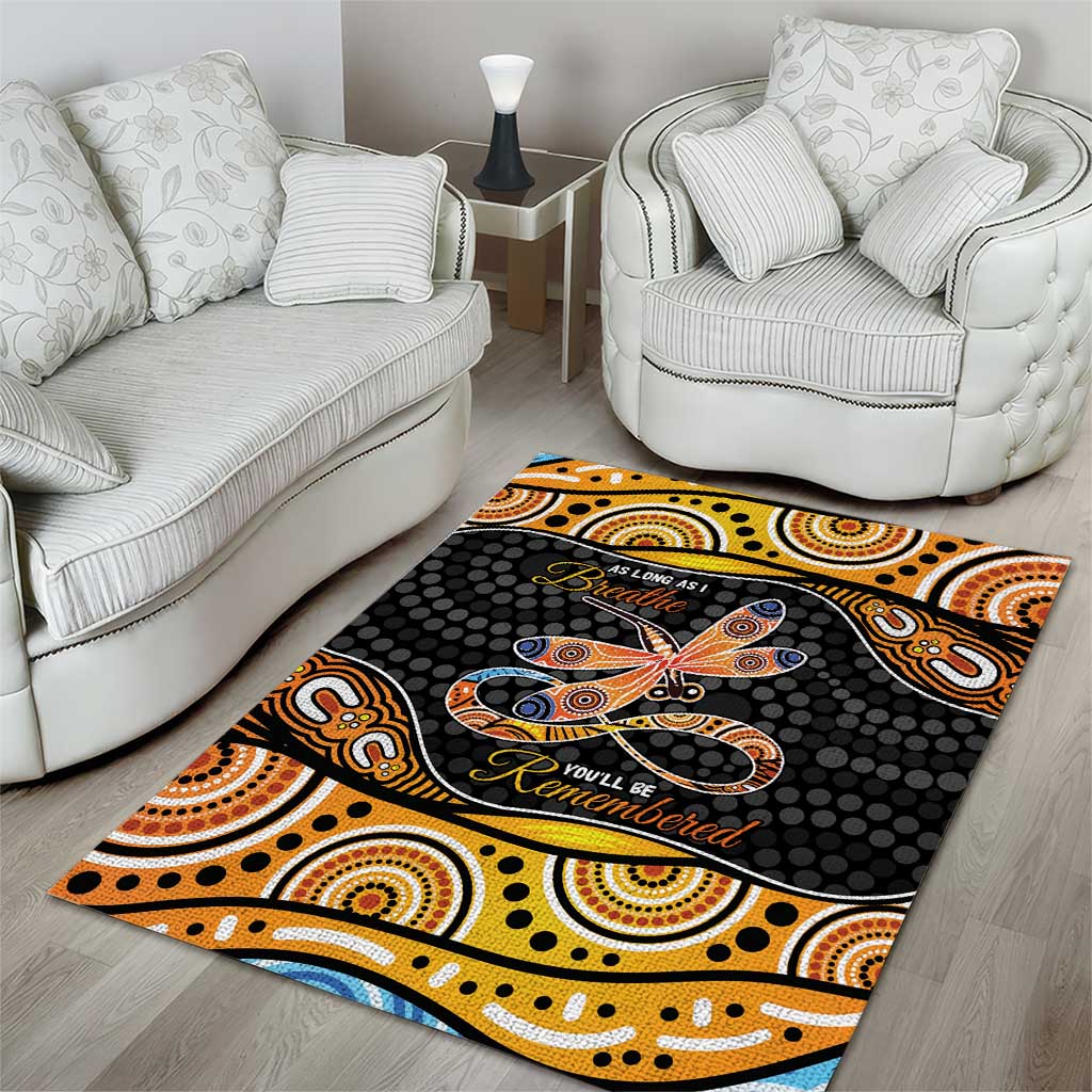 Aboriginal Dragonfly Area Rug As Long As I Breathe You'll Be Remembered - Vibe Hoodie Shop