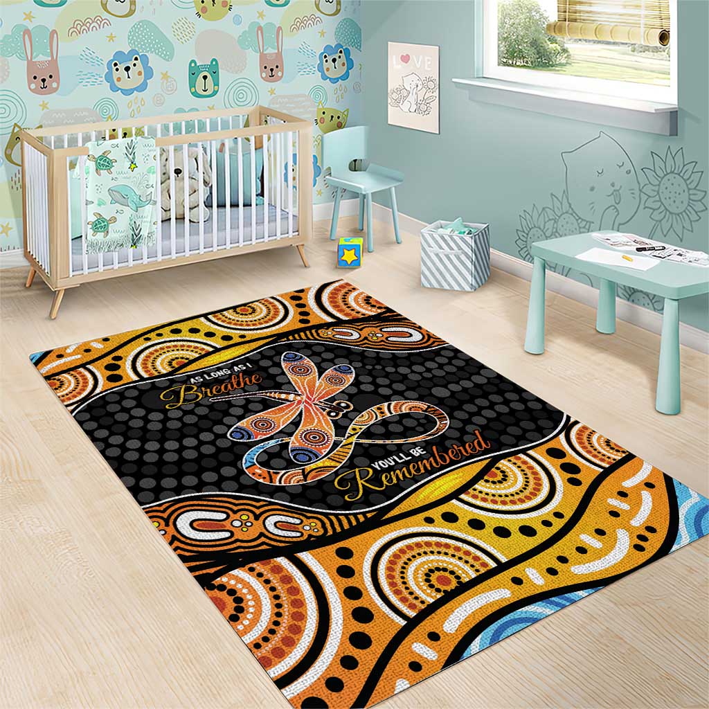 Aboriginal Dragonfly Area Rug As Long As I Breathe You'll Be Remembered - Vibe Hoodie Shop