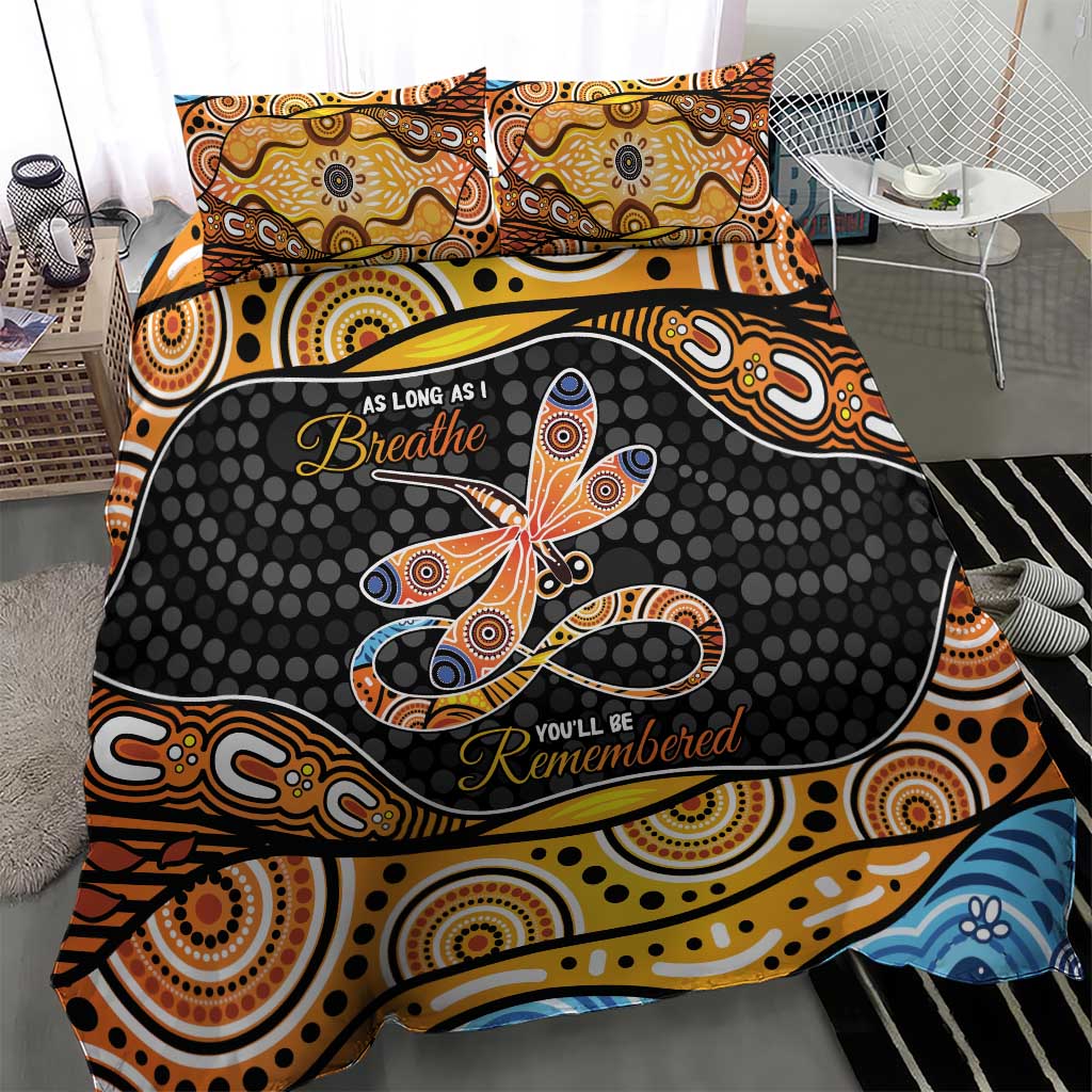 Aboriginal Dragonfly Bedding Set As Long As I Breathe You'll Be Remembered - Vibe Hoodie Shop