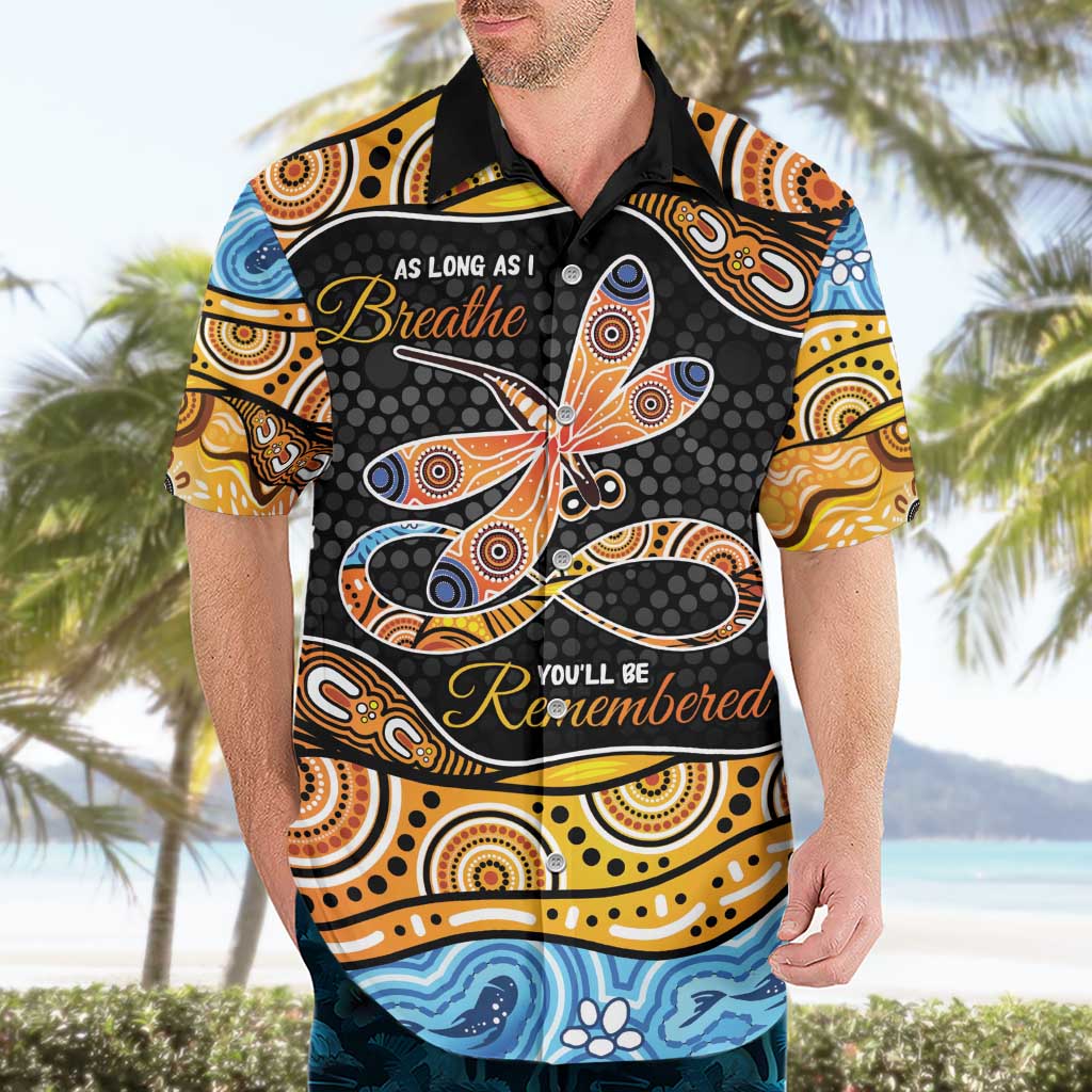 Aboriginal Dragonfly Hawaiian Shirt As Long As I Breathe You'll Be Remembered - Vibe Hoodie Shop