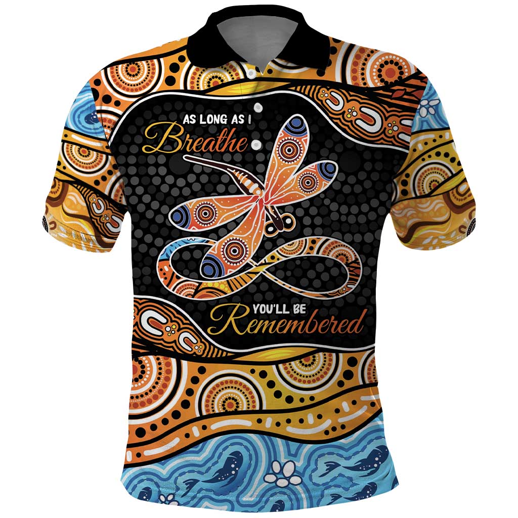 Aboriginal Dragonfly Polo Shirt As Long As I Breathe You'll Be Remembered LT9 - Vibe Hoodie Shop