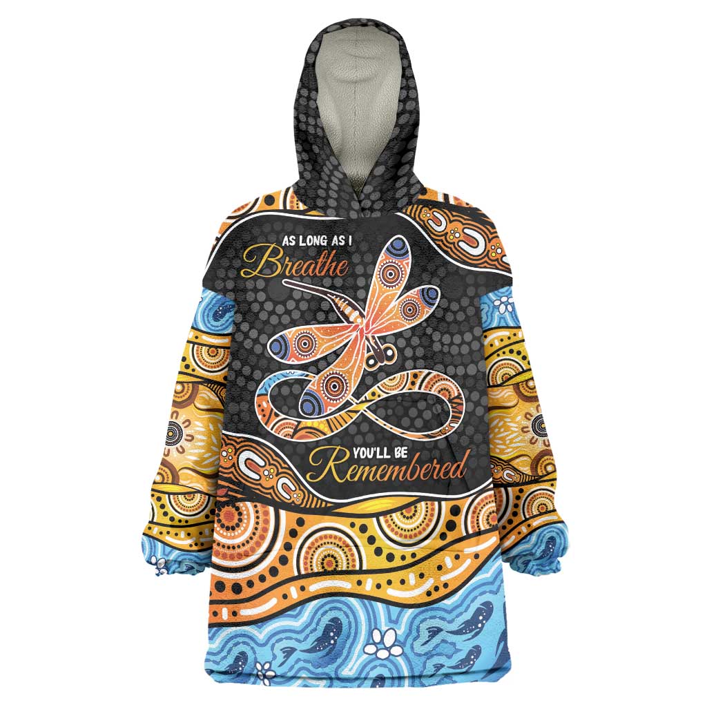 Aboriginal Dragonfly Wearable Blanket Hoodie As Long As I Breathe You'll Be Remembered - Vibe Hoodie Shop