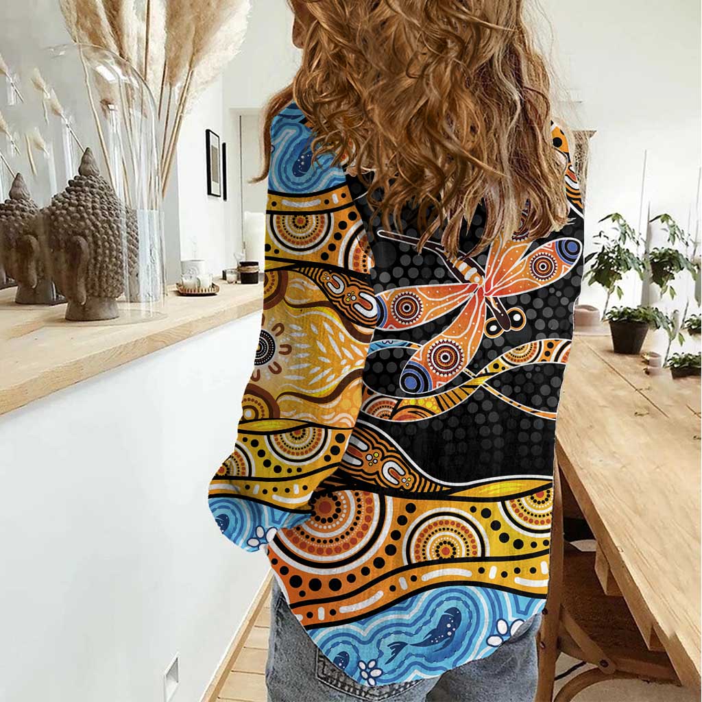 Aboriginal Dragonfly Women Casual Shirt As Long As I Breathe You'll Be Remembered - Vibe Hoodie Shop