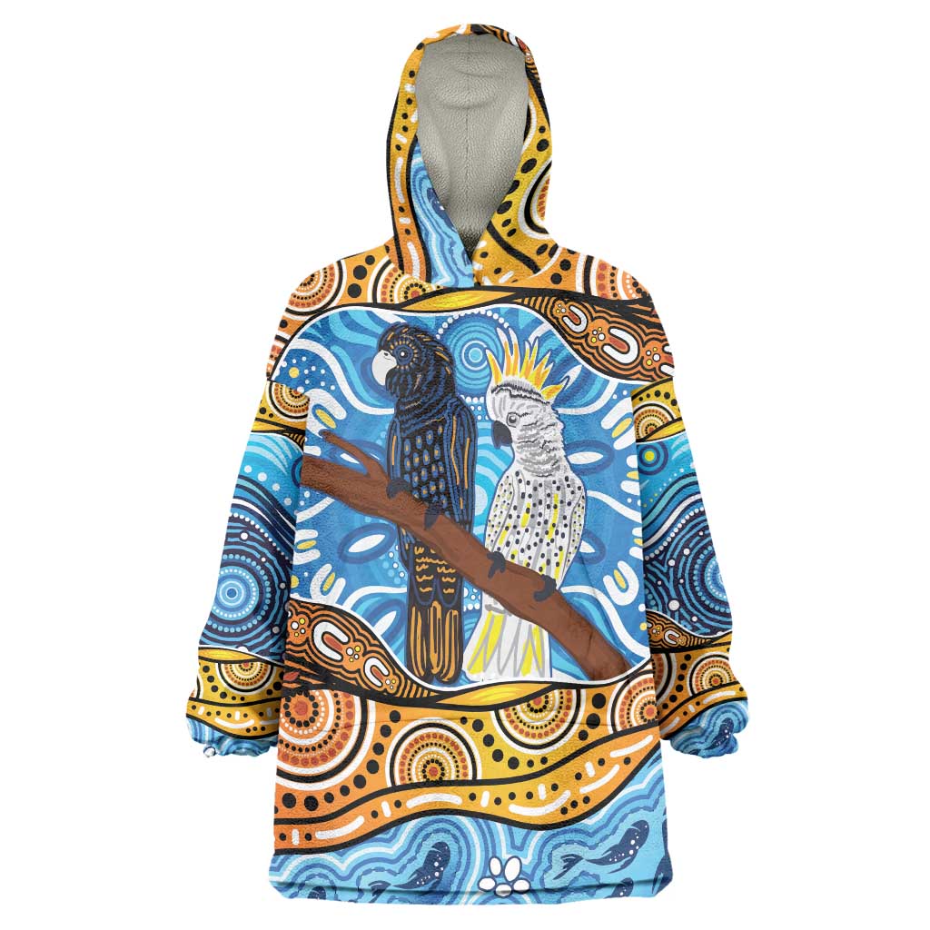 Australia Birds Aboriginal Art Wearable Blanket Hoodie - Vibe Hoodie Shop