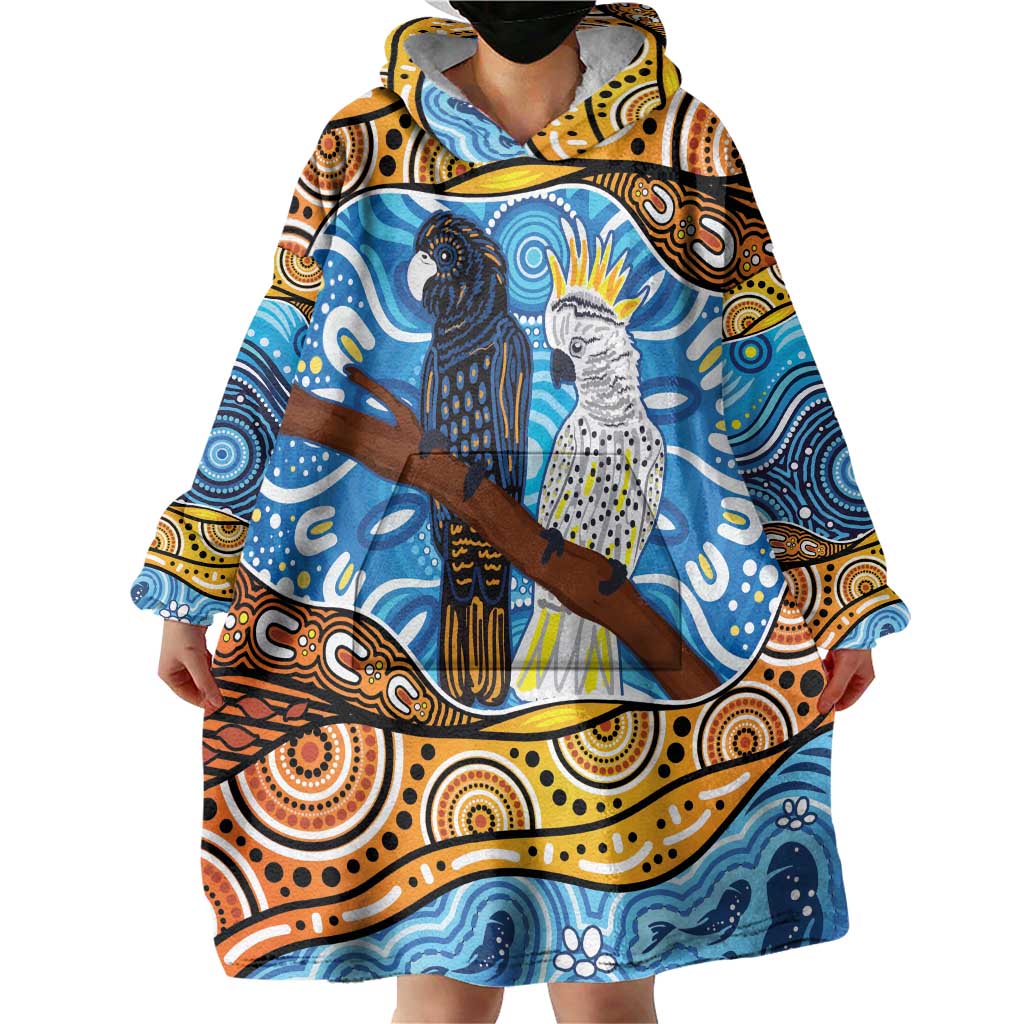 Australia Birds Aboriginal Art Wearable Blanket Hoodie - Vibe Hoodie Shop