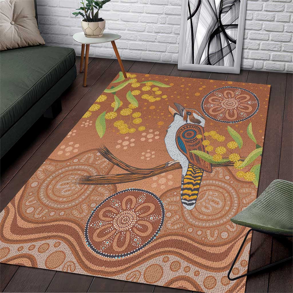 Kookaburra Aboriginal Dot Painting Area Rug - Vibe Hoodie Shop