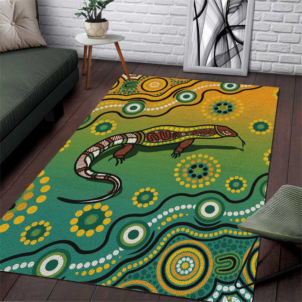 Goanna Aboriginal-style Dot Artwork Area Rug - Vibe Hoodie Shop