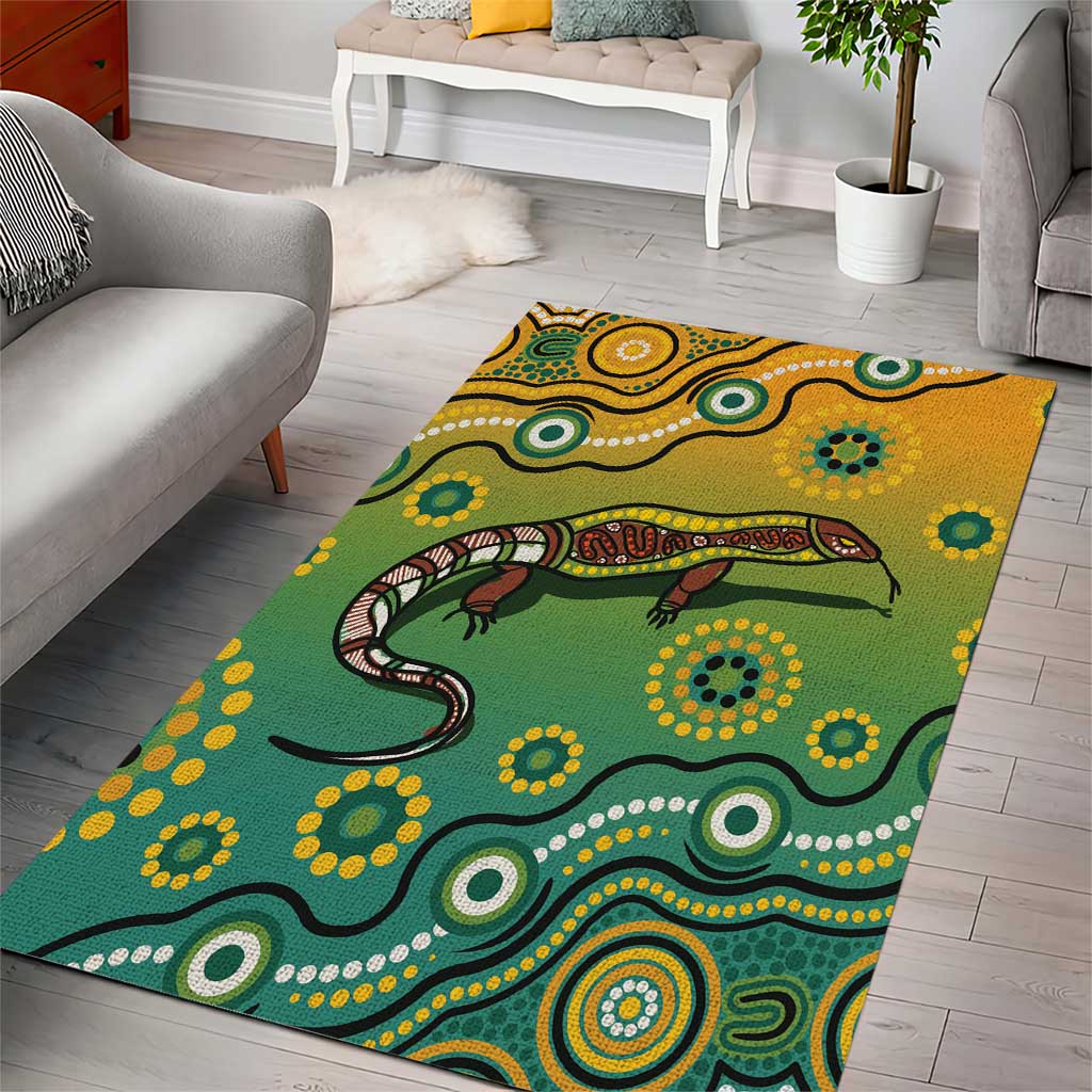 Goanna Aboriginal-style Dot Artwork Area Rug - Vibe Hoodie Shop