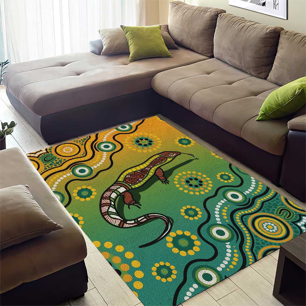 Goanna Aboriginal-style Dot Artwork Area Rug - Vibe Hoodie Shop