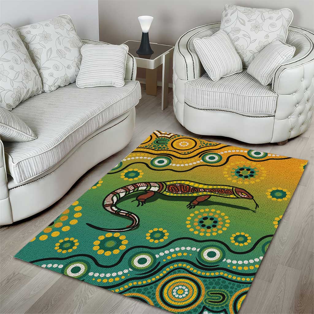 Goanna Aboriginal-style Dot Artwork Area Rug - Vibe Hoodie Shop