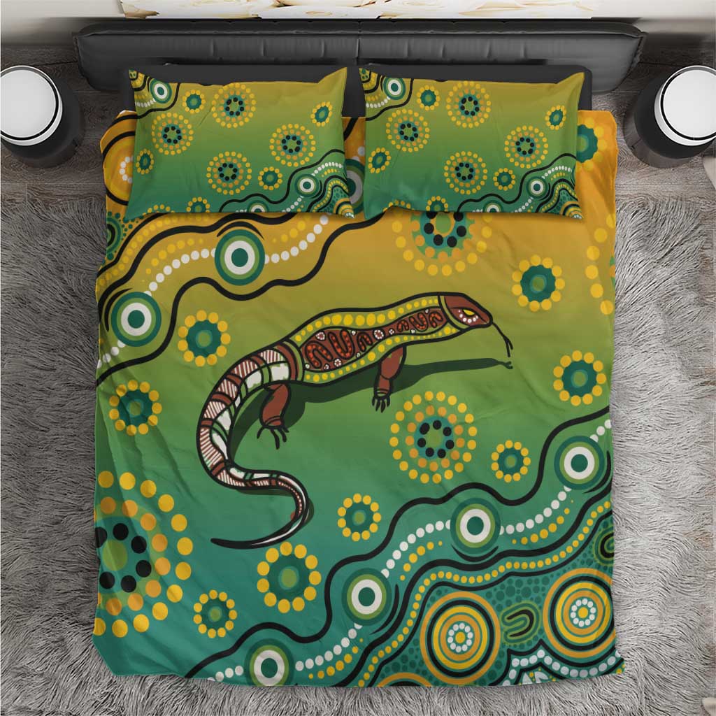 Goanna Aboriginal-style Dot Artwork Bedding Set - Vibe Hoodie Shop