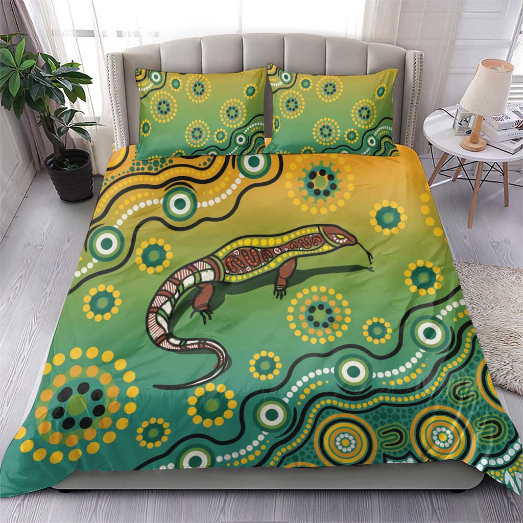 Goanna Aboriginal-style Dot Artwork Bedding Set - Vibe Hoodie Shop