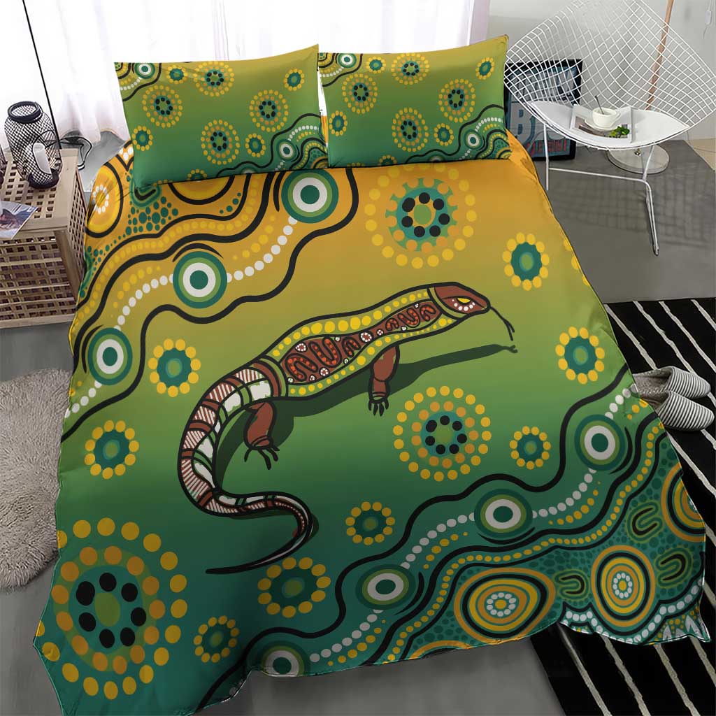 Goanna Aboriginal-style Dot Artwork Bedding Set - Vibe Hoodie Shop