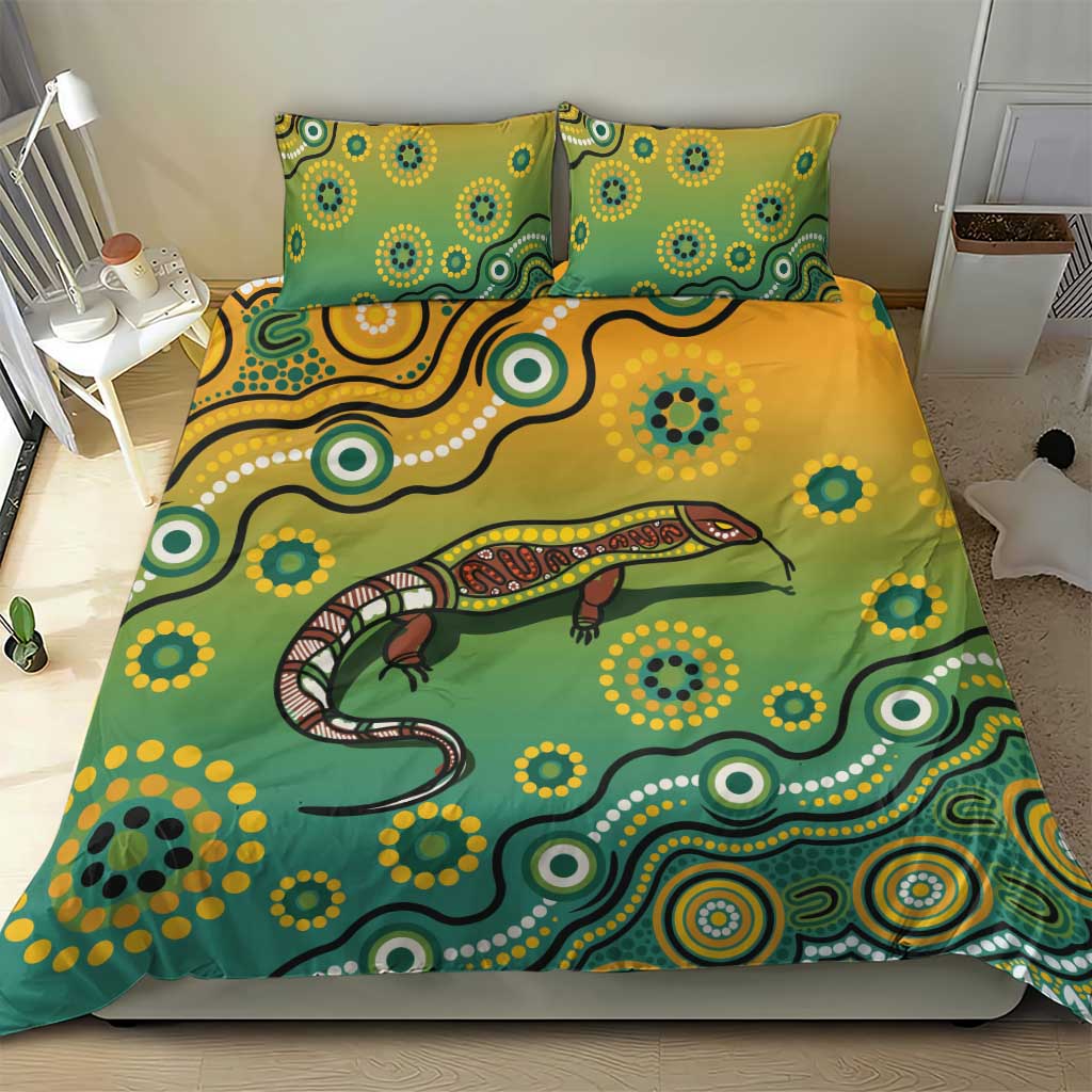Goanna Aboriginal-style Dot Artwork Bedding Set - Vibe Hoodie Shop