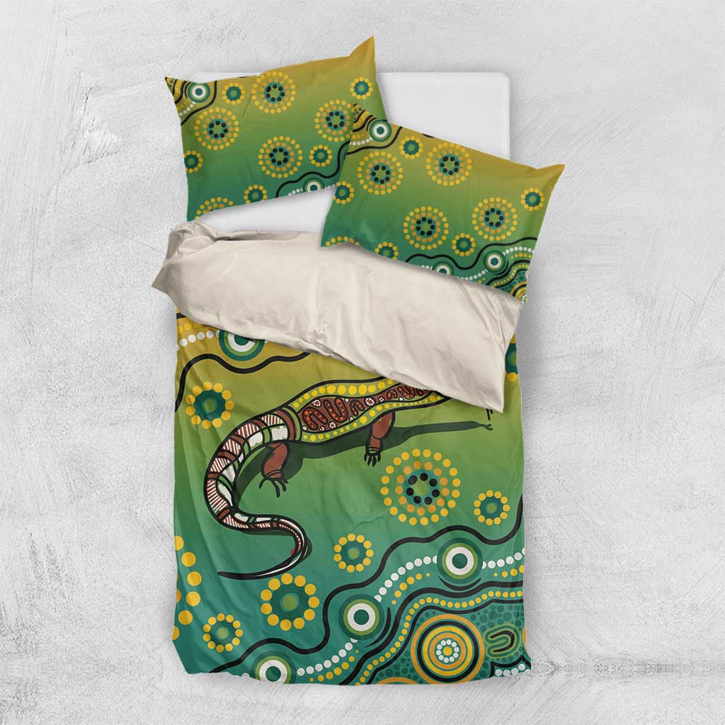 Goanna Aboriginal-style Dot Artwork Bedding Set - Vibe Hoodie Shop