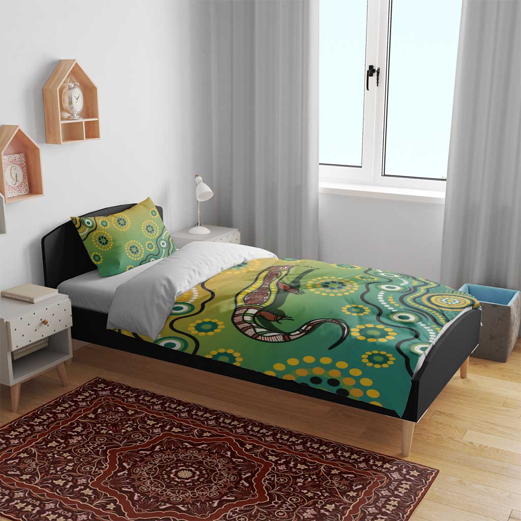 Goanna Aboriginal-style Dot Artwork Bedding Set - Vibe Hoodie Shop