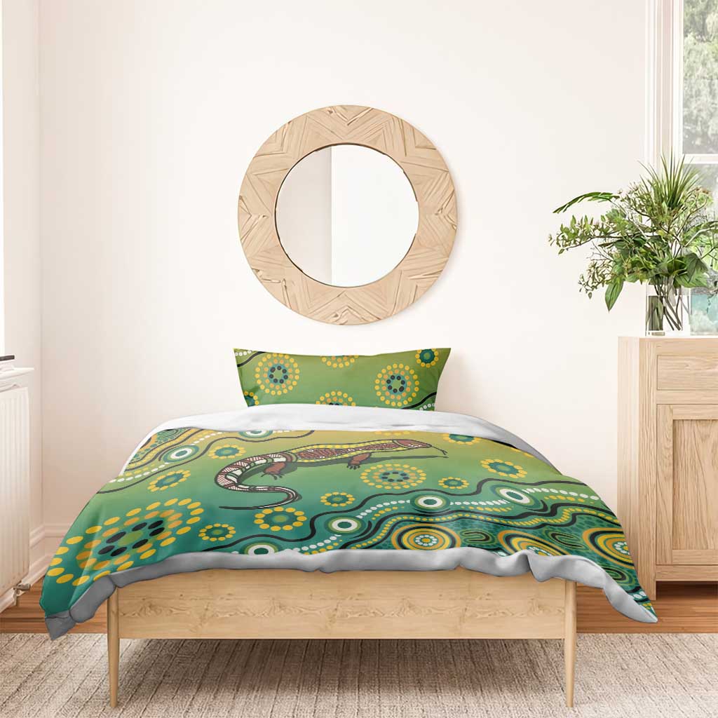 Goanna Aboriginal-style Dot Artwork Bedding Set - Vibe Hoodie Shop
