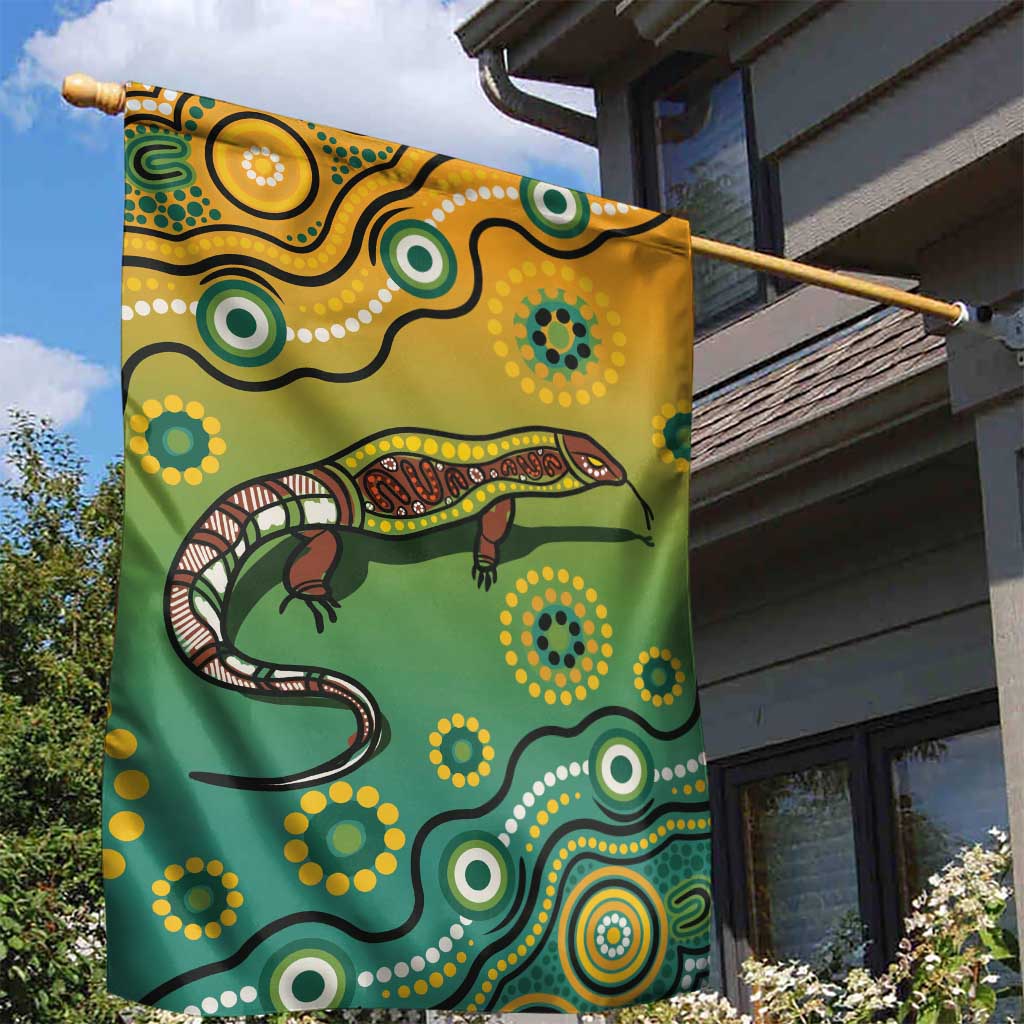 Goanna Aboriginal-style Dot Artwork Garden Flag - Vibe Hoodie Shop