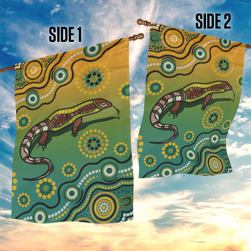Goanna Aboriginal-style Dot Artwork Garden Flag - Vibe Hoodie Shop