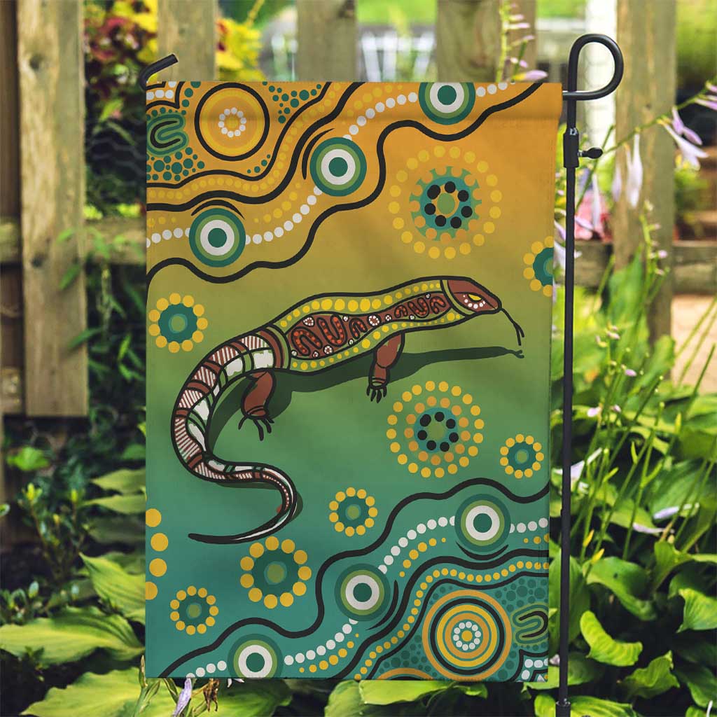 Goanna Aboriginal-style Dot Artwork Garden Flag - Vibe Hoodie Shop
