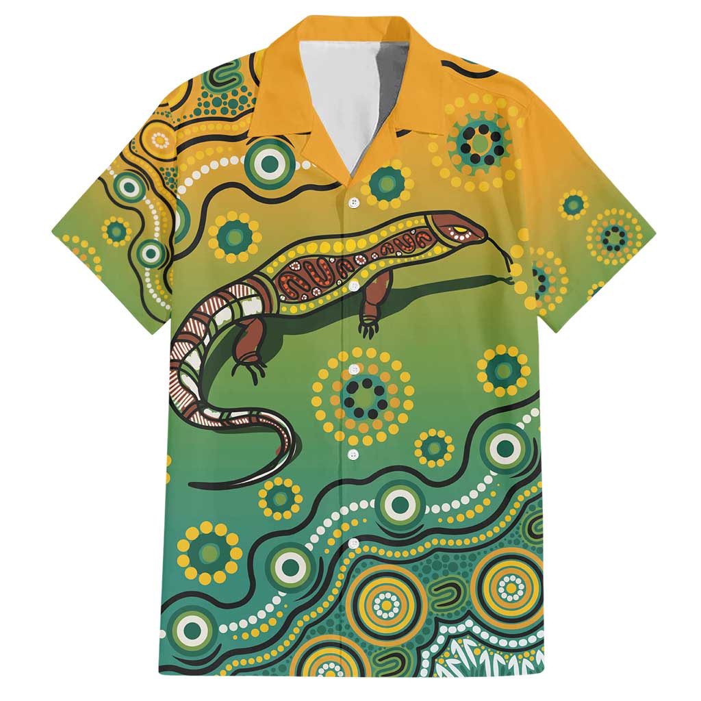 Goanna Aboriginal-style Dot Artwork Hawaiian Shirt - Vibe Hoodie Shop