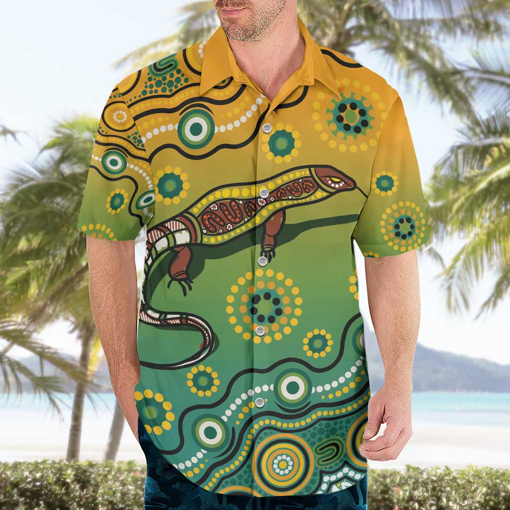 Goanna Aboriginal-style Dot Artwork Hawaiian Shirt - Vibe Hoodie Shop