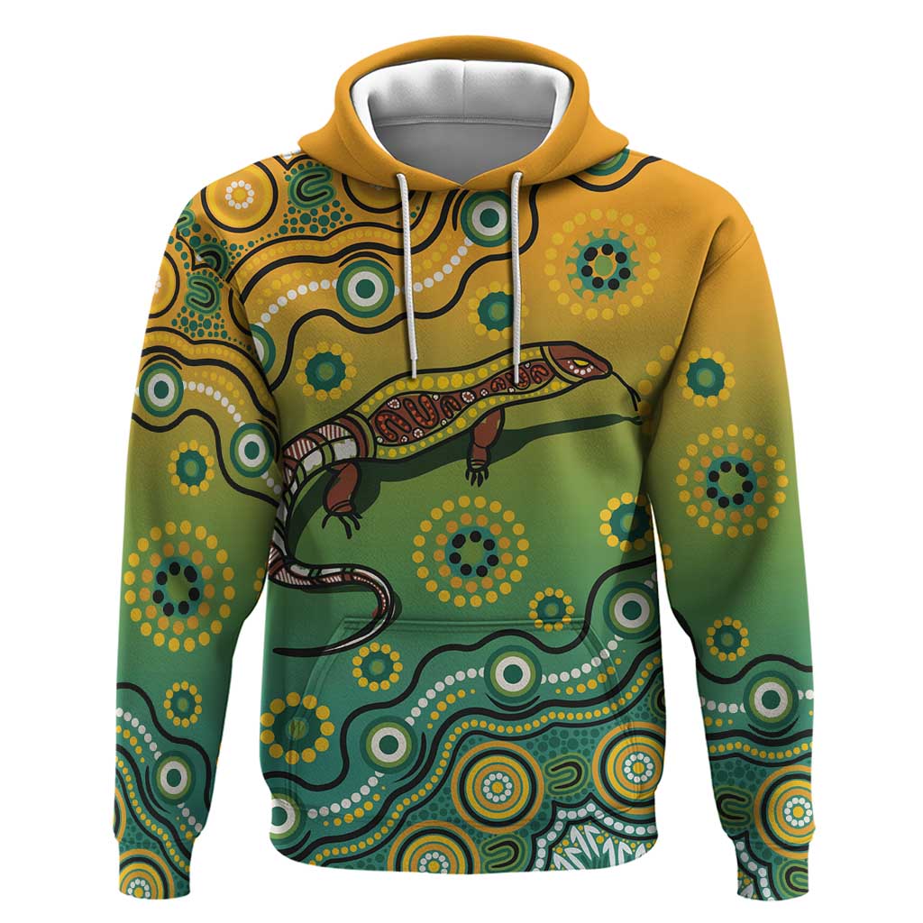 Goanna Aboriginal-style Dot Artwork Hoodie LT9 - Vibe Hoodie Shop