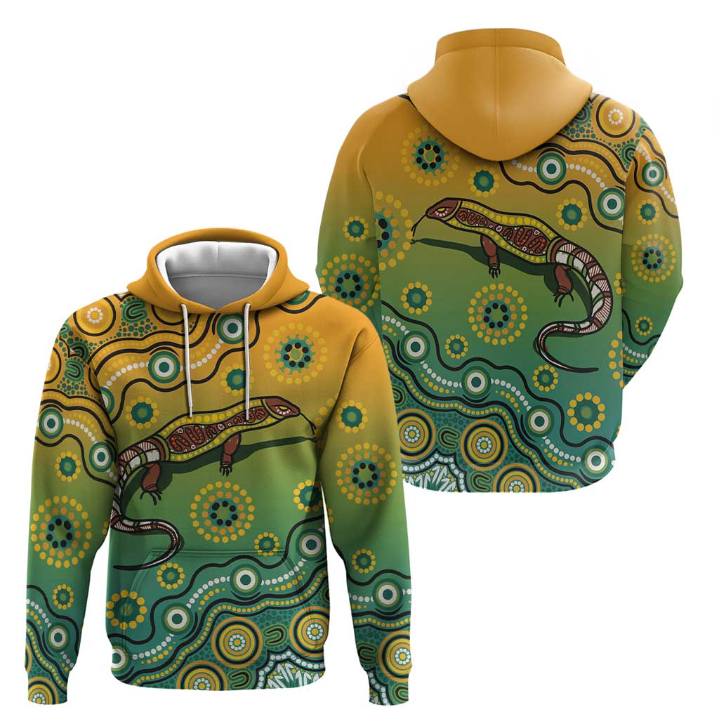 Goanna Aboriginal-style Dot Artwork Hoodie LT9 - Vibe Hoodie Shop
