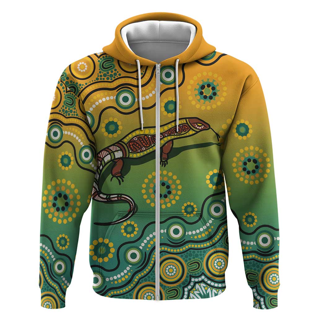 Goanna Aboriginal-style Dot Artwork Hoodie LT9 - Vibe Hoodie Shop