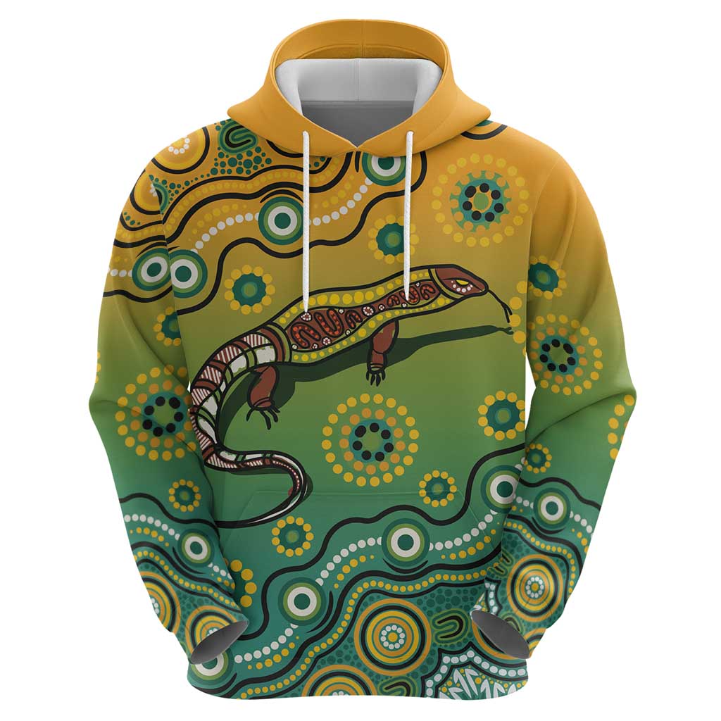 Goanna Aboriginal-style Dot Artwork Hoodie LT9 - Vibe Hoodie Shop